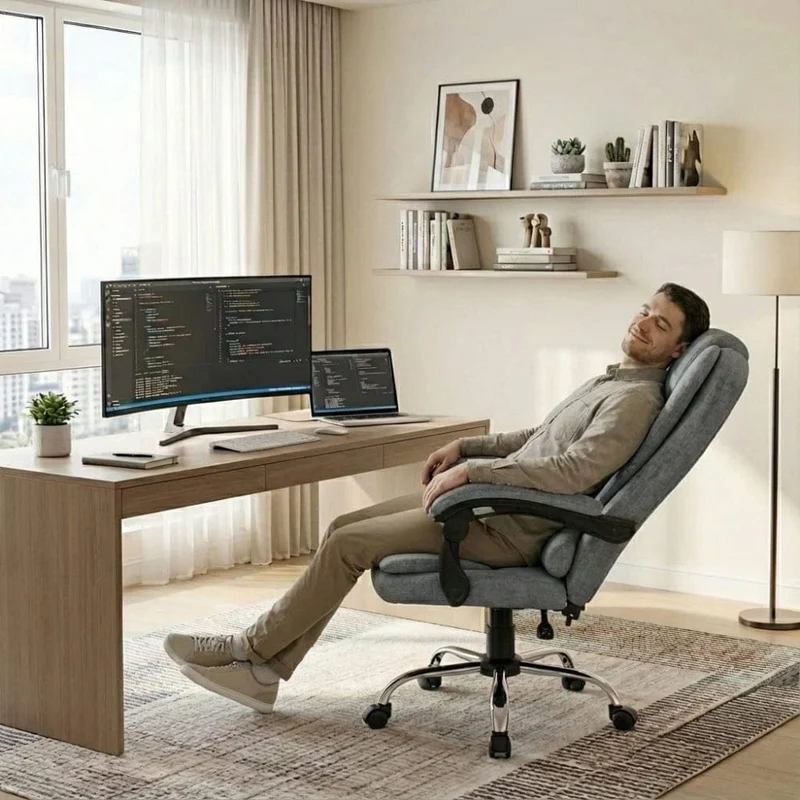 Fauteuil de Bureau Exécutif Ergonomique – Confort Absolu & Inclinaison 130° pour un Télétravail sans Douleur