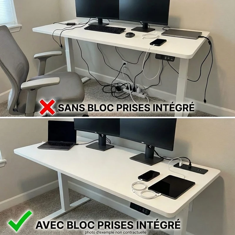 Bureau Assis Debout Électrique Réglable en Hauteur 140-160 cm avec Moteur Silencieux