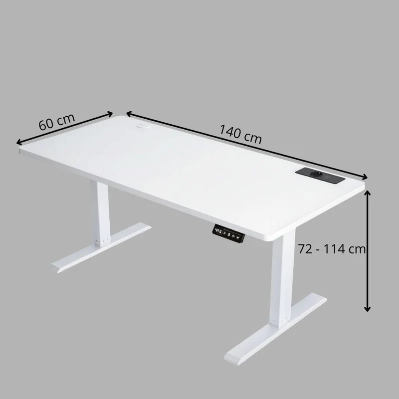 Bureau Assis Debout Électrique Réglable en Hauteur 140-160 cm avec Moteur Silencieux