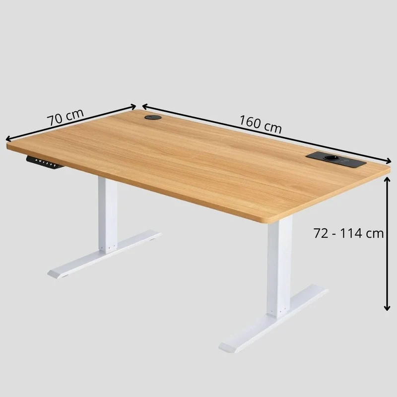 Bureau Assis Debout Électrique Réglable en Hauteur 140-160 cm avec Moteur Silencieux
