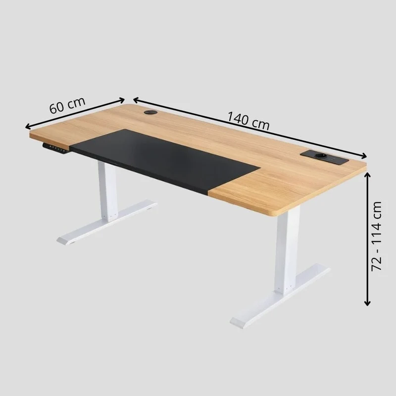 Bureau Assis Debout Électrique Réglable en Hauteur 140-160 cm avec Moteur Silencieux