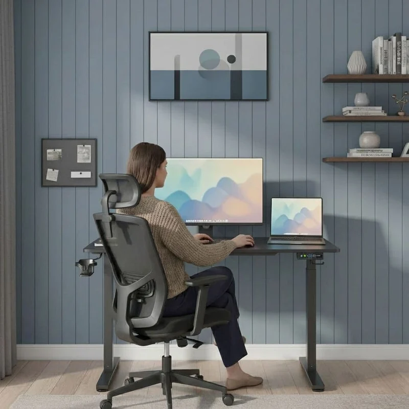Bureau Assis Debout Électrique 120×60 cm - Réglage de Hauteur Intelligent avec Mémoire de Positions