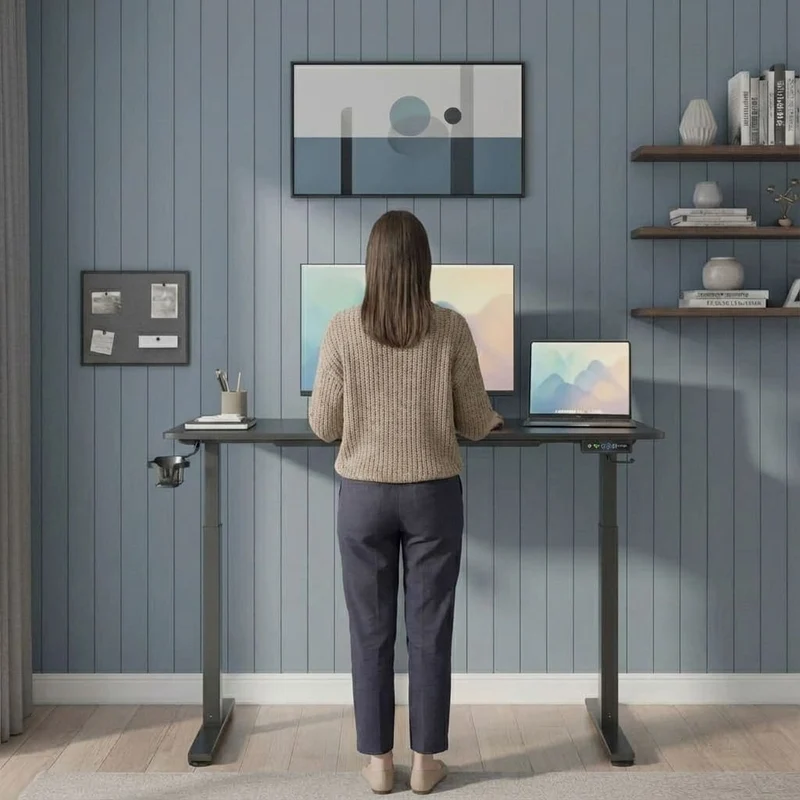 Bureau Assis Debout Électrique 120×60 cm - Réglage de Hauteur Intelligent avec Mémoire de Positions