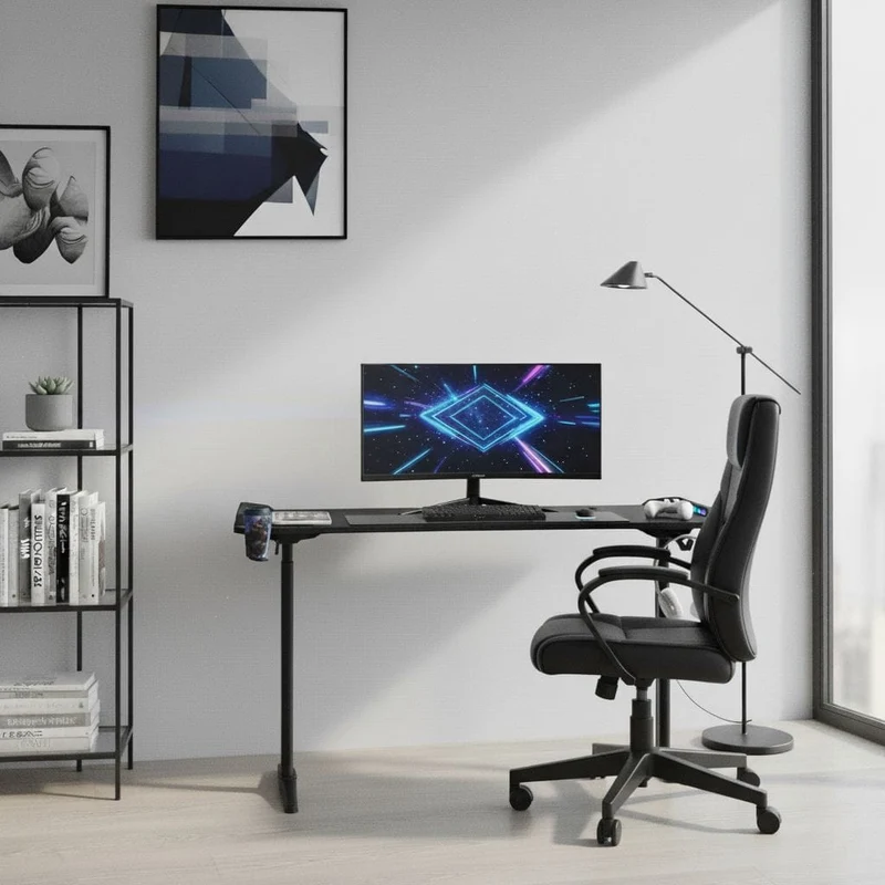Bureau Gaming Pro XXL 160cm : Station Assis-Debout Ergonomique avec Éclairage RGB Intégré
