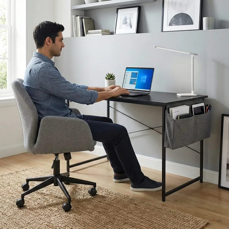Bureau Bois MDF Compact avec Rangement - 100cm/120cm
