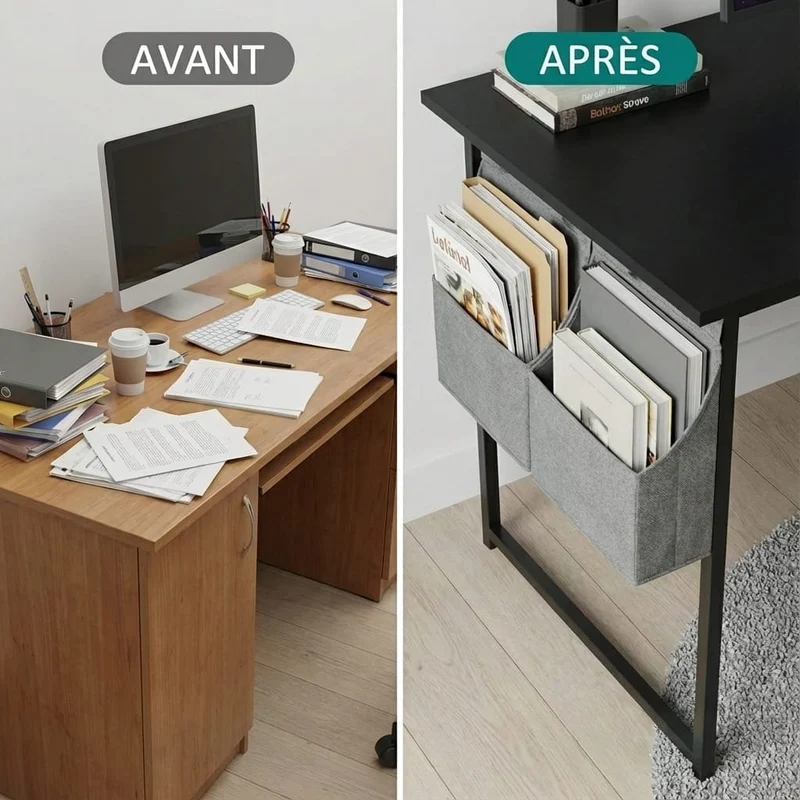 Bureau Bois MDF Compact avec Rangement - 100cm/120cm