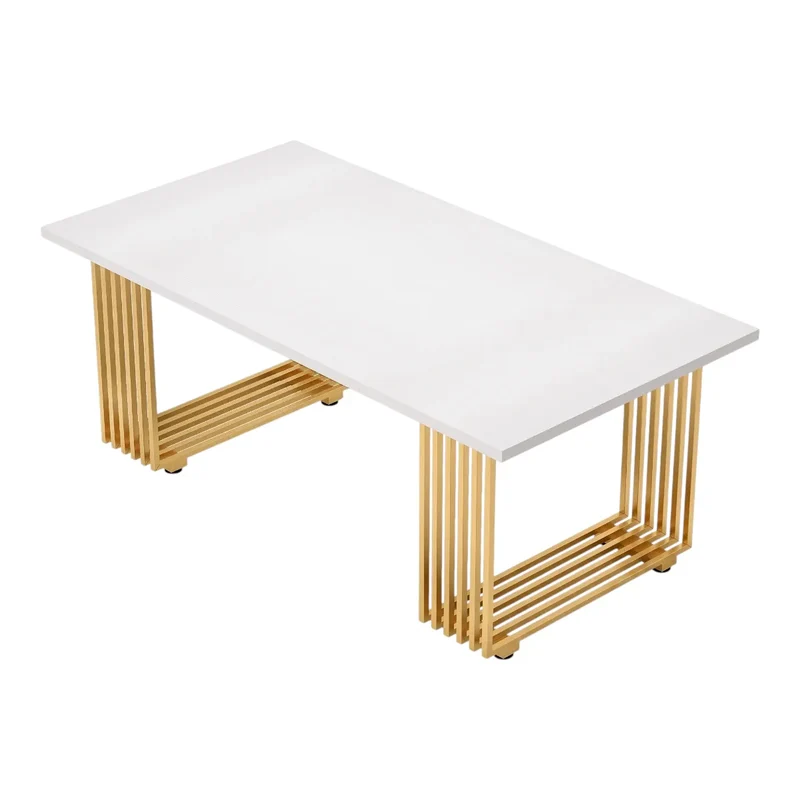 Bureau Bois Moderne 180cm avec Piètement Doré - Station de Travail Exécutive