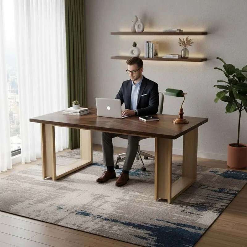 Bureau Design en Bois Massif 160 cm – Station de Travail Premium & Structure Luge Ultra-Stable