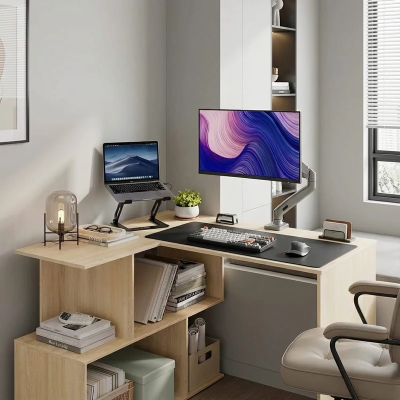Bureau d'Angle Design 120x100cm : La Station de Travail Ultime avec Rangements Intégrés