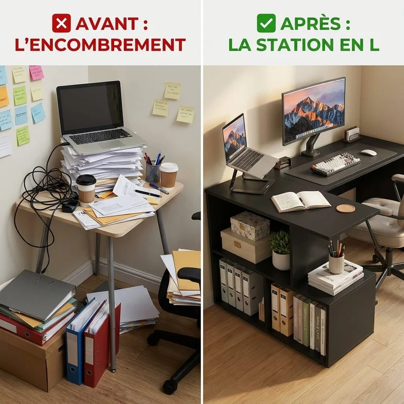 Bureau d'Angle Design 120x100cm : La Station de Travail Ultime avec Rangements Intégrés
