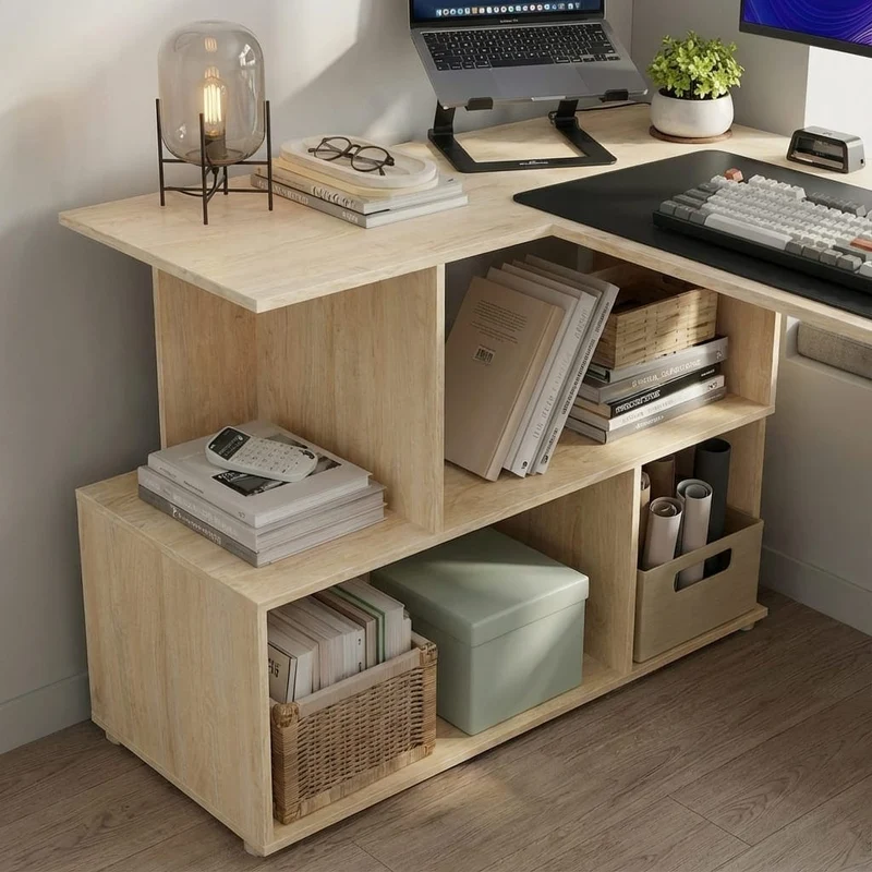 Bureau d'Angle Design 120x100cm : La Station de Travail Ultime avec Rangements Intégrés
