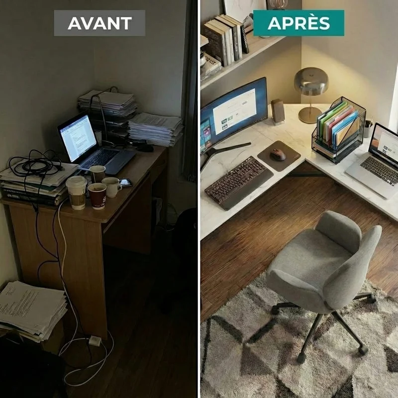 Bureau d'Angle XXL 150x150 cm | Station Pro Ultra-Stable Finition Bois Blanc
