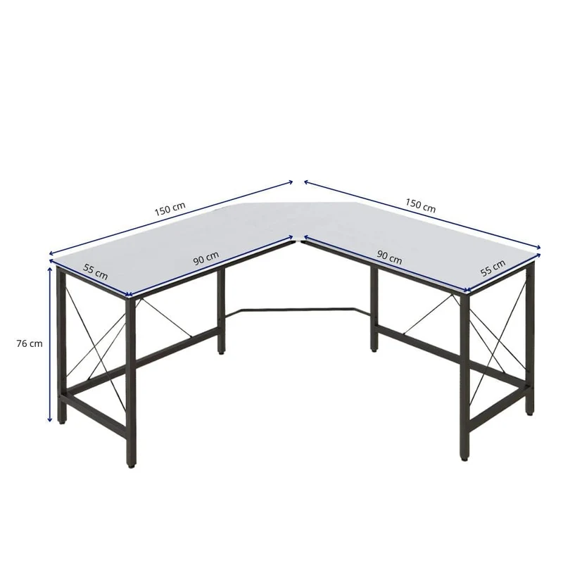 Bureau d'Angle XXL 150x150 cm | Station Pro Ultra-Stable Finition Bois Blanc