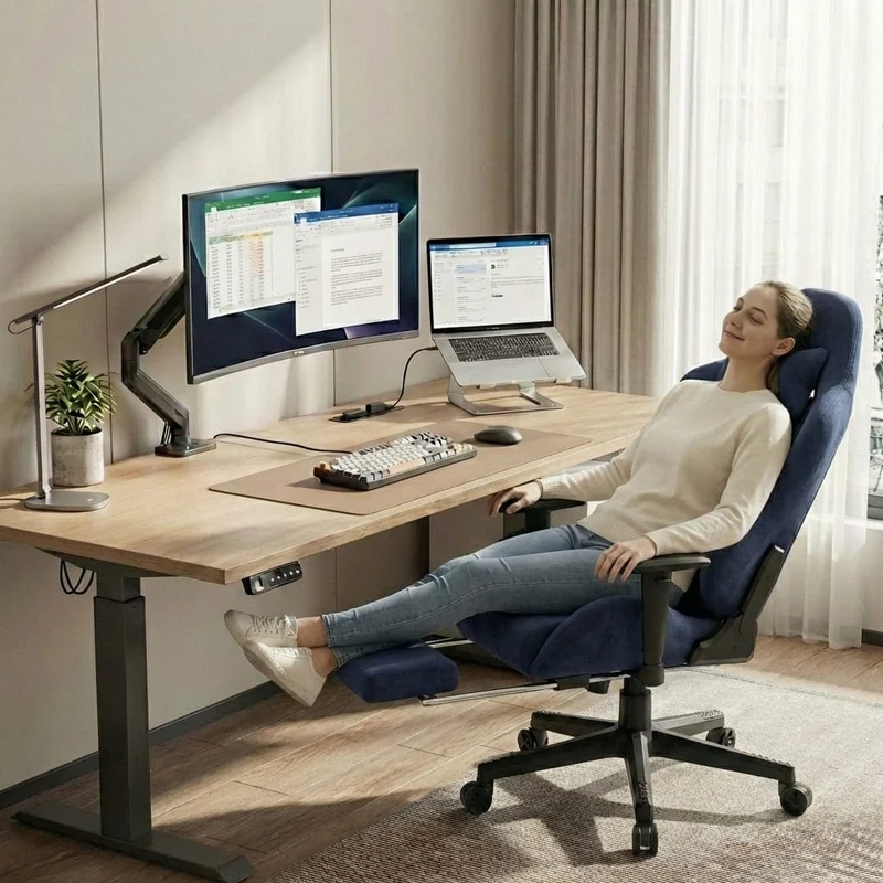 Chaise Gaming Ergonomique avec Repose-Pieds - Fauteuil Bureau Respirant Inclinable 150°