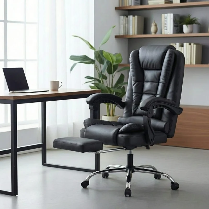 Fauteuil de Bureau Ergonomique avec Repose-Pieds - Dossier Haut Inclinable