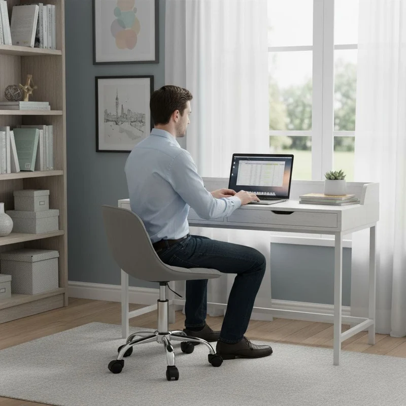 Chaise de Bureau Pivotante en Velours avec Dossier Ergonomique et Réglage en Hauteur