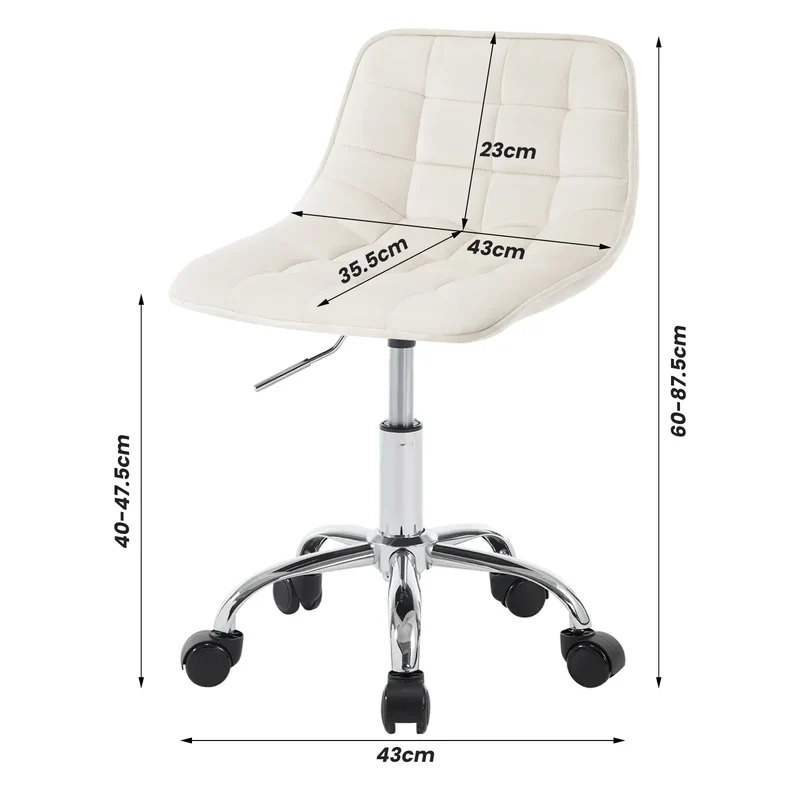 Chaise de Bureau Pivotante en Velours avec Dossier Ergonomique et Réglage en Hauteur