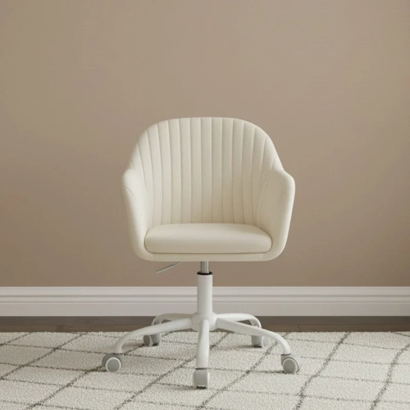 Chaise de Bureau Ergonomique en Velours avec Accoudoirs et Roulettes