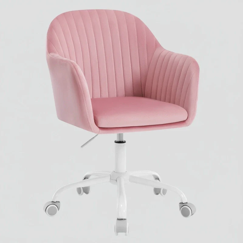 Chaise de Bureau Ergonomique en Velours avec Accoudoirs et Roulettes