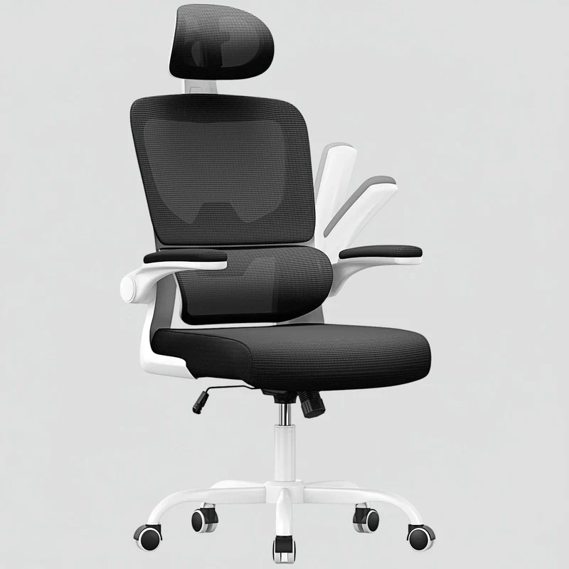 Chaise Ergonomique de Bureau avec Accoudoirs Rabattables et Dossier Respirant Réglable en Hauteur