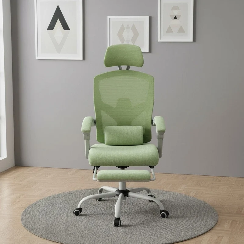 Chaise Ergonomique de Bureau avec Repose-Pieds Rétractable - Support Lombaire Réglable