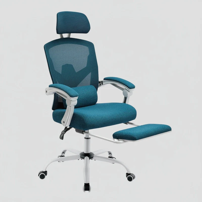 Chaise Ergonomique de Bureau avec Repose-Pieds Rétractable - Support Lombaire Réglable