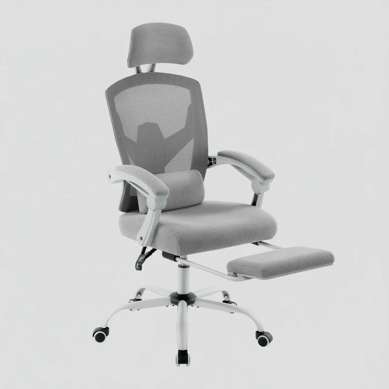 Chaise Ergonomique de Bureau avec Repose-Pieds Rétractable - Support Lombaire Réglable