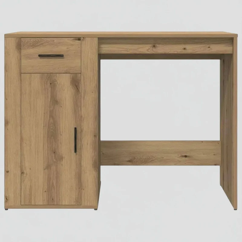 Bureau en Bois Moderne avec Rangements 100x49x75 cm - Station de Travail Chêne Artisan