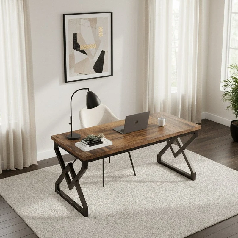 Bureau Bois Exécutif Style Industriel - 160cm