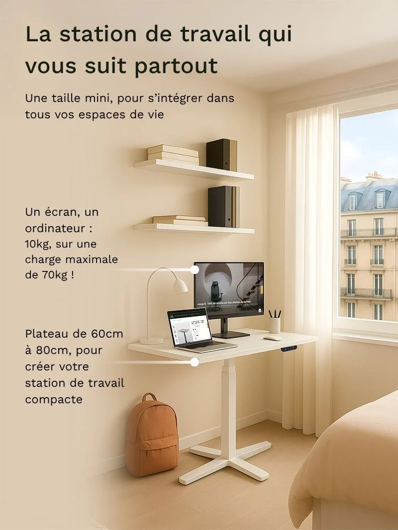 Mini Plus | Pieds de Bureau Électrique Réglable en Hauteur