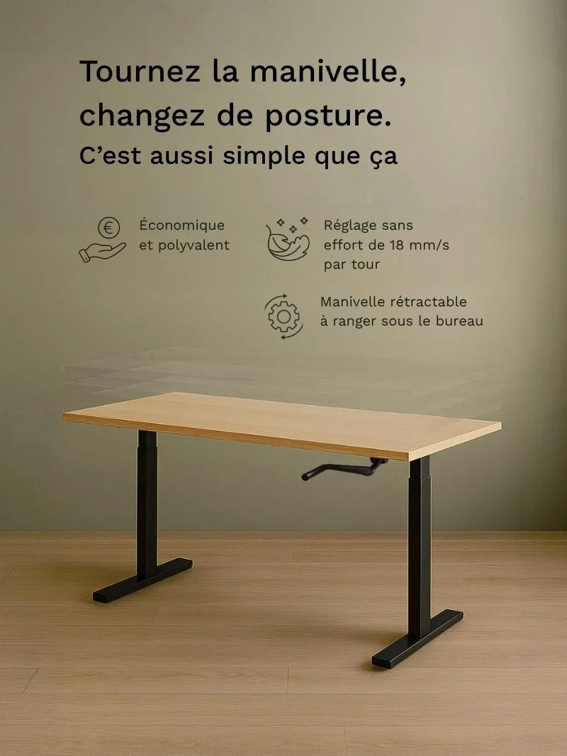 Handy Go - Plateau Essential | Bureau Assis Debout Manuel