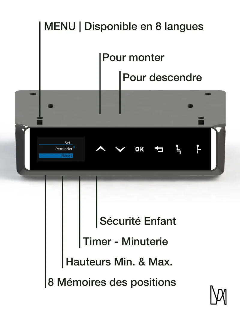 Tripod Pro - Plateau Essential | Bureau Assis Debout Électrique d'Angle