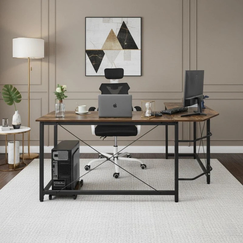 Bureau d'Angle en L 170cm - Station de Travail Gaming et Télétravail
