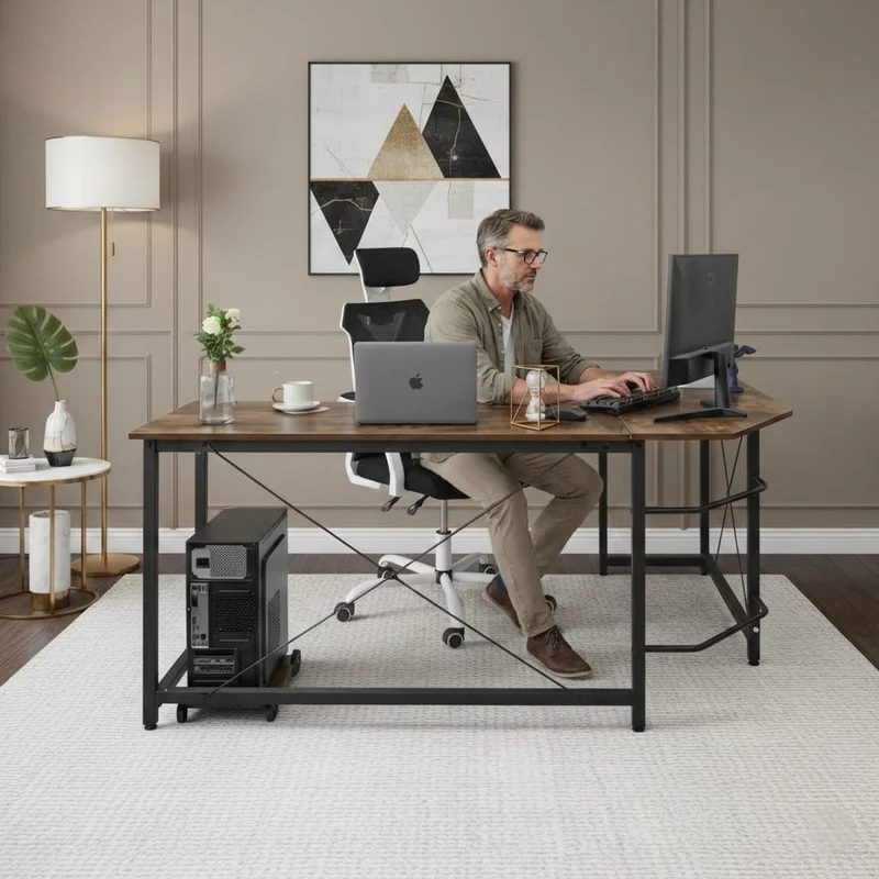 Bureau d'Angle en L 170cm - Station de Travail Gaming et Télétravail