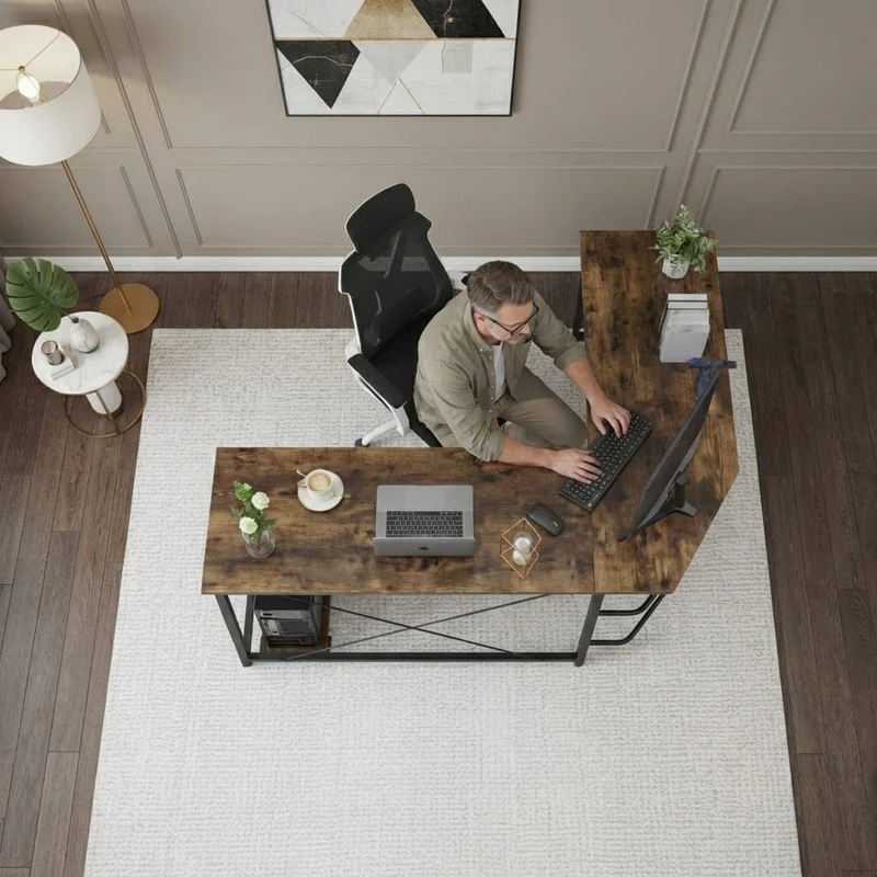 Bureau d'Angle en L 170cm - Station de Travail Gaming et Télétravail