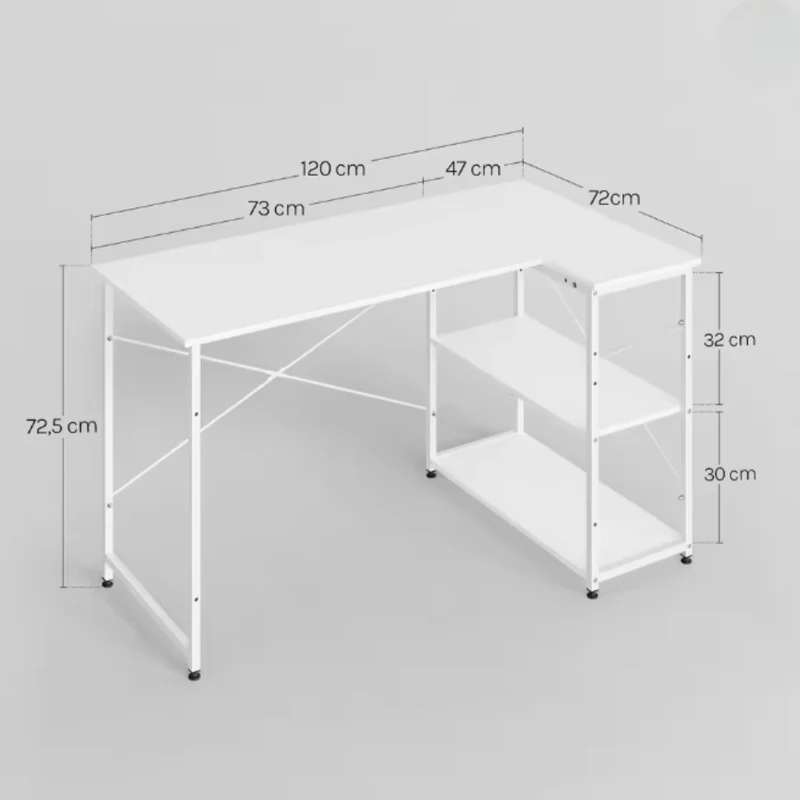 Bureau d'Angle en L 120 cm avec Étagères de Rangement Intégrées - Station de Travail Moderne 120cm pour Home Office