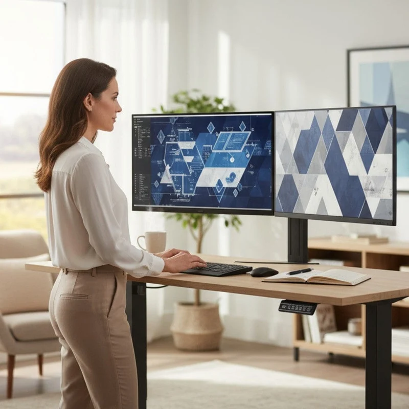 Cadre Bureau Assis Debout Électrique Réglable en Hauteur avec Port USB (livré sans table)