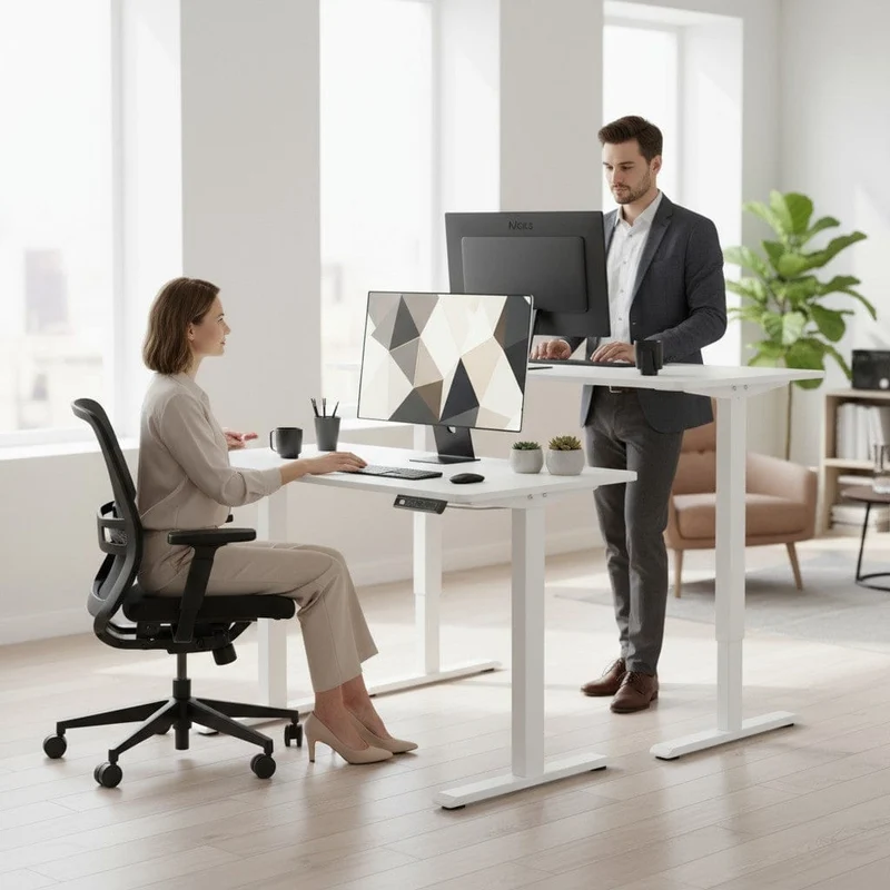 Bureau Assis Debout Électrique 120x60cm Réglable en Hauteur avec Port USB, Fonction Mémoire et Porte Casque Latéral