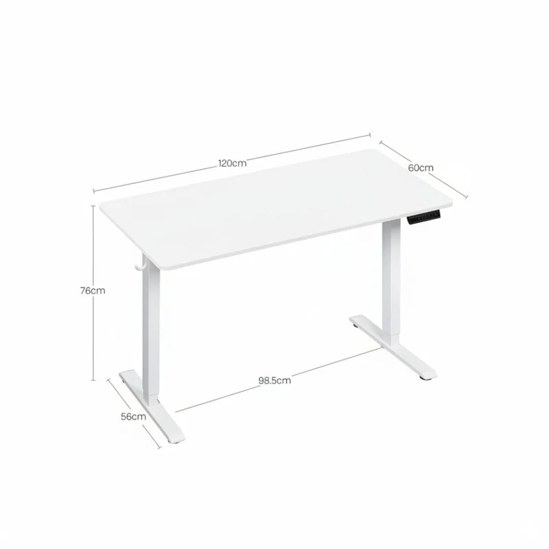 Bureau Assis Debout Électrique 120x60cm Réglable en Hauteur avec Port USB, Fonction Mémoire et Porte Casque Latéral
