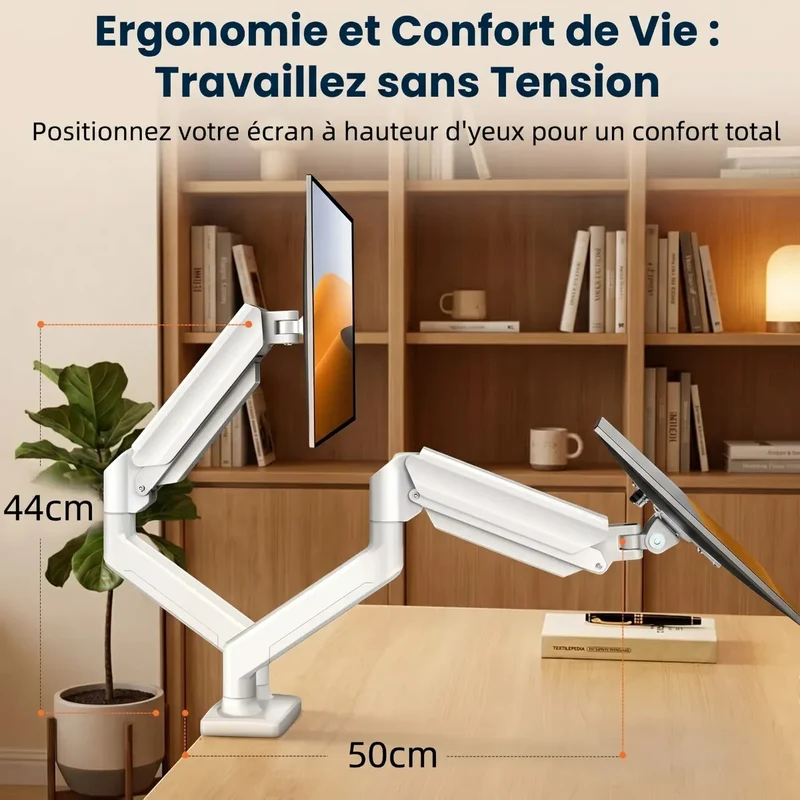 Bras Écran PC Double Bras DualForce Pro - Soulage les Cervicales & Libère l'Espace