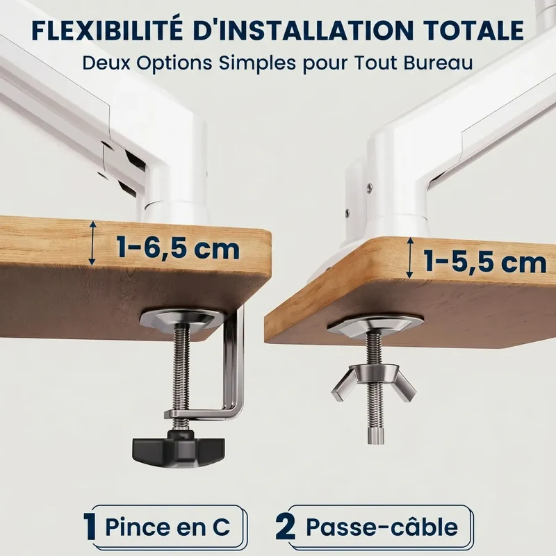 Bras Écran PC Double Bras DualForce Pro - Soulage les Cervicales & Libère l'Espace