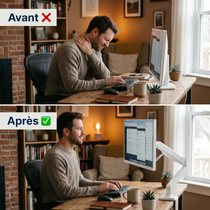 Bras écran PC AeroFlex Pro Acier Articulé - Posture ergonomique & Gain de place