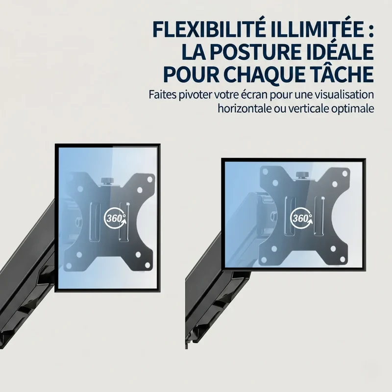 Bras écran PC AeroFlex Pro Acier Articulé - Posture ergonomique & Gain de place