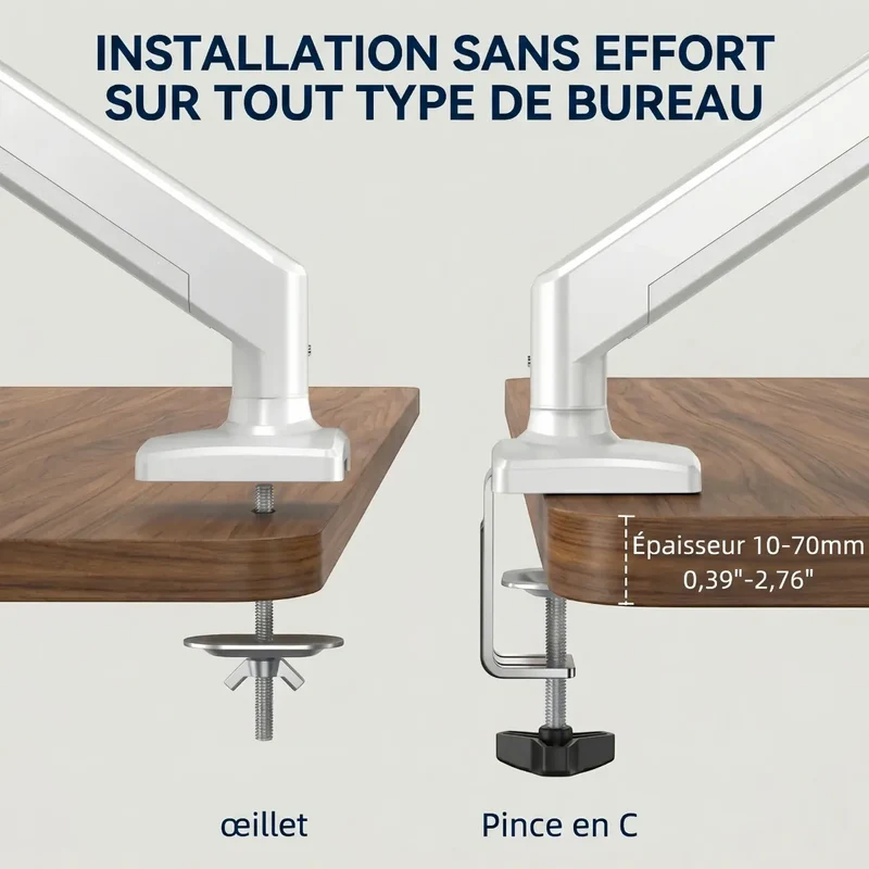 Bras écran PC AeroFlex Pro Acier Articulé - Posture ergonomique & Gain de place