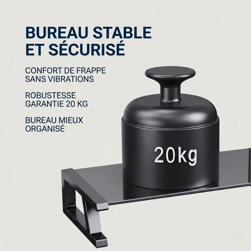 Support écran PC VisionHub en Verre Trempé - Hub 4 USB - Posture ergonomique & Rangement