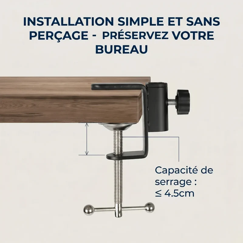 Support téléphone LuminaFlex Pro - Bras articulé en Alu pour Bureau et lit - Posture parfaite et éclairage Ring Light