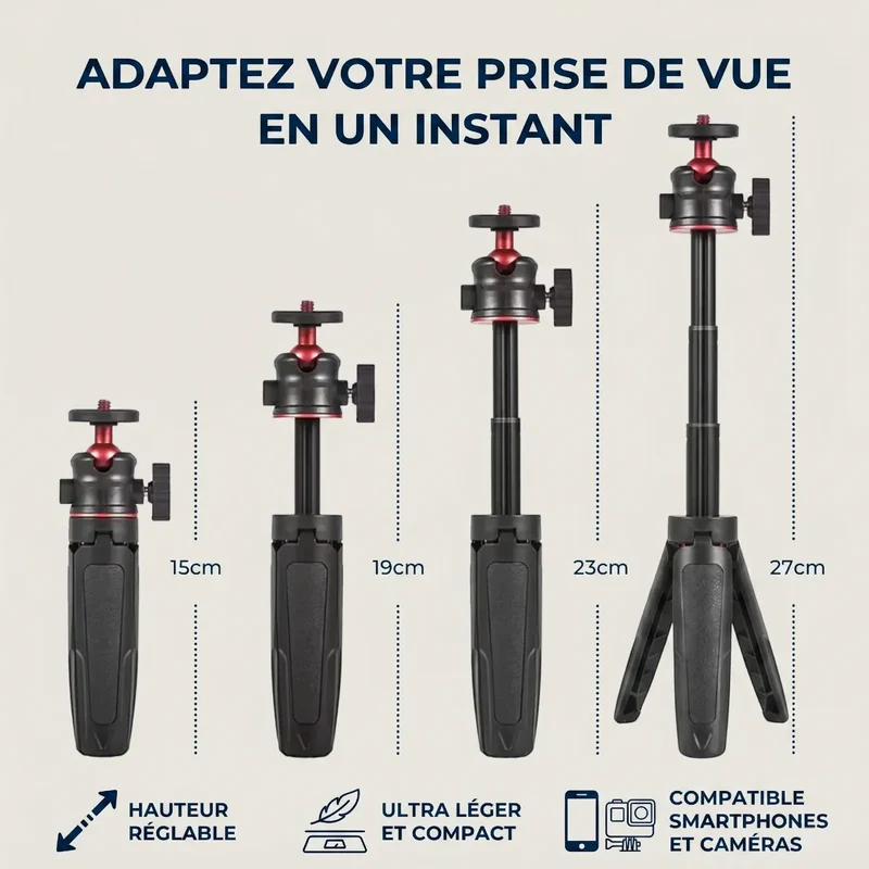 Trépied Téléphone CosyPod Elite Aluminium Pied Télescopique - Cadrage parfait & Posture ergonomique