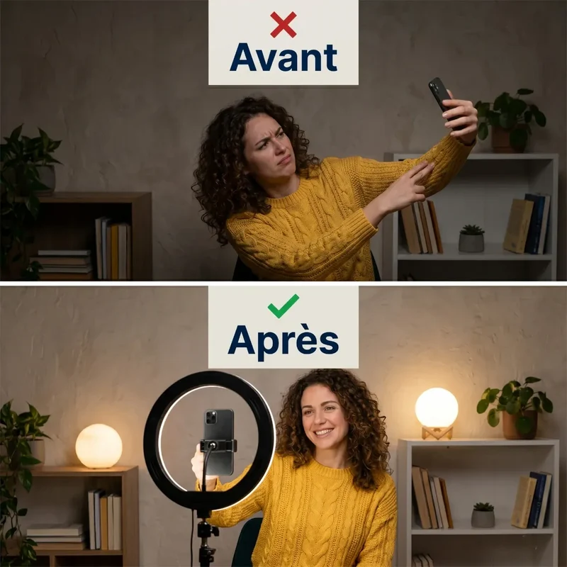 Trépied Téléphone Ring Light HaloDesk en Acier pour Bureau - Cadrage Photo Parfait