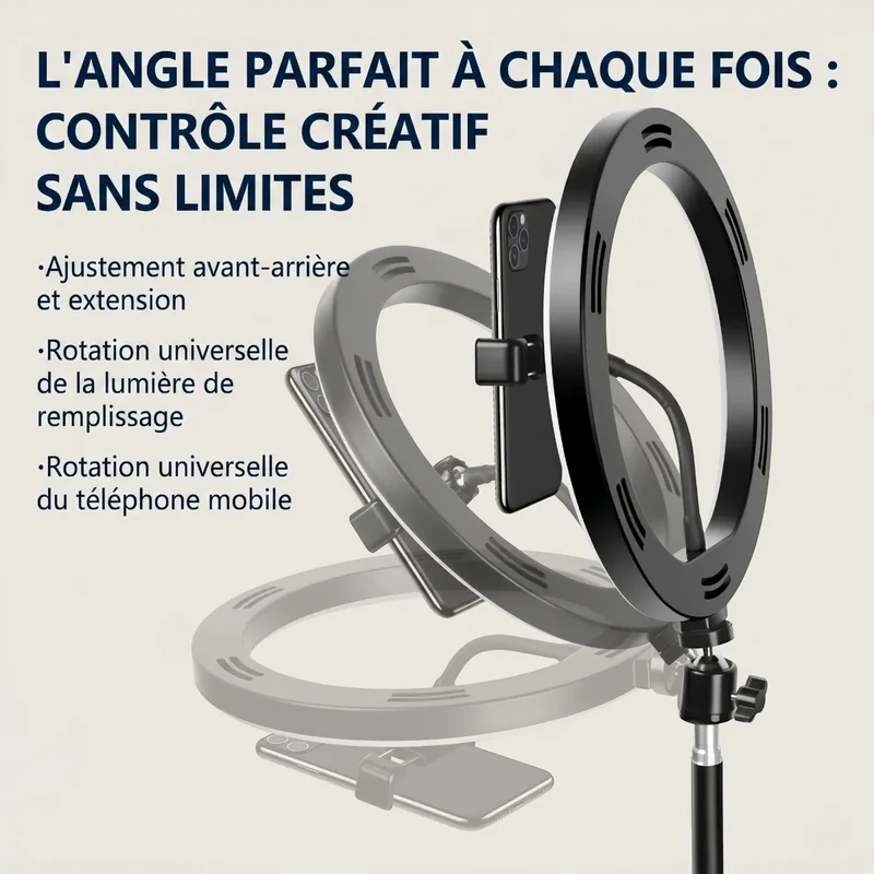 Trépied Téléphone Ring Light HaloDesk en Acier pour Bureau - Cadrage Photo Parfait