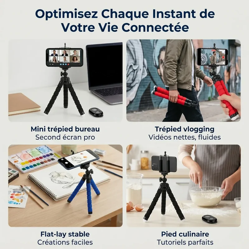 Trépied Téléphone CosyPod Flex Mini en Polymère Souple : Cadrage Parfait & Posture Ergonomique